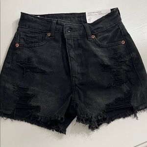 American Eagle Outfitters Black Ripped Jean Shorts